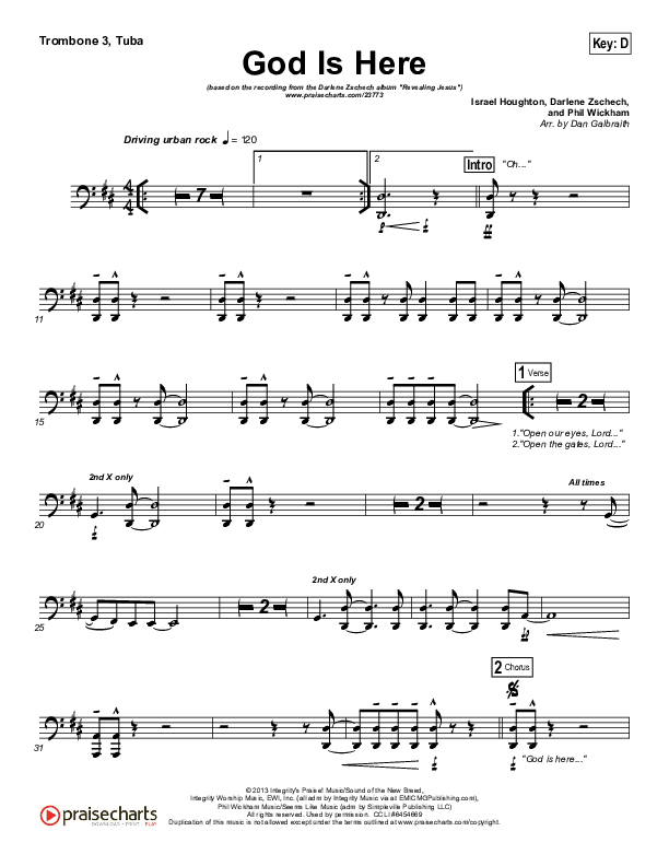 God Is Here Trombone 3/Tuba (Darlene Zschech)