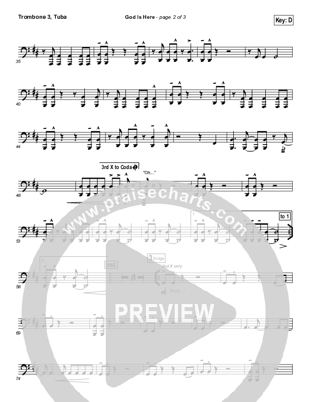 God Is Here Trombone 3/Tuba (Darlene Zschech)