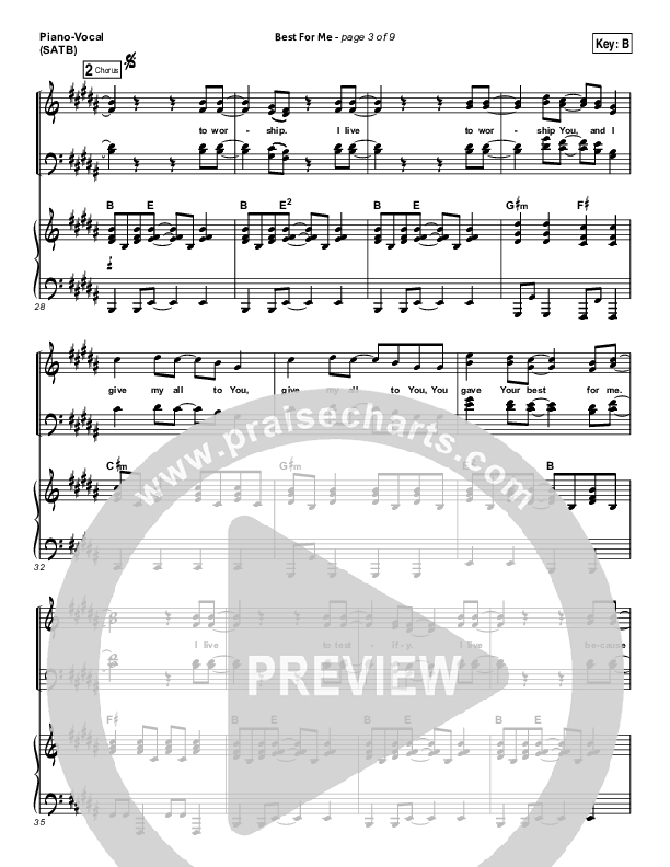 Best For Me Piano/Vocal (SATB) (Darlene Zschech)