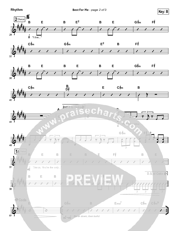 Best For Me Rhythm Chart (Darlene Zschech)