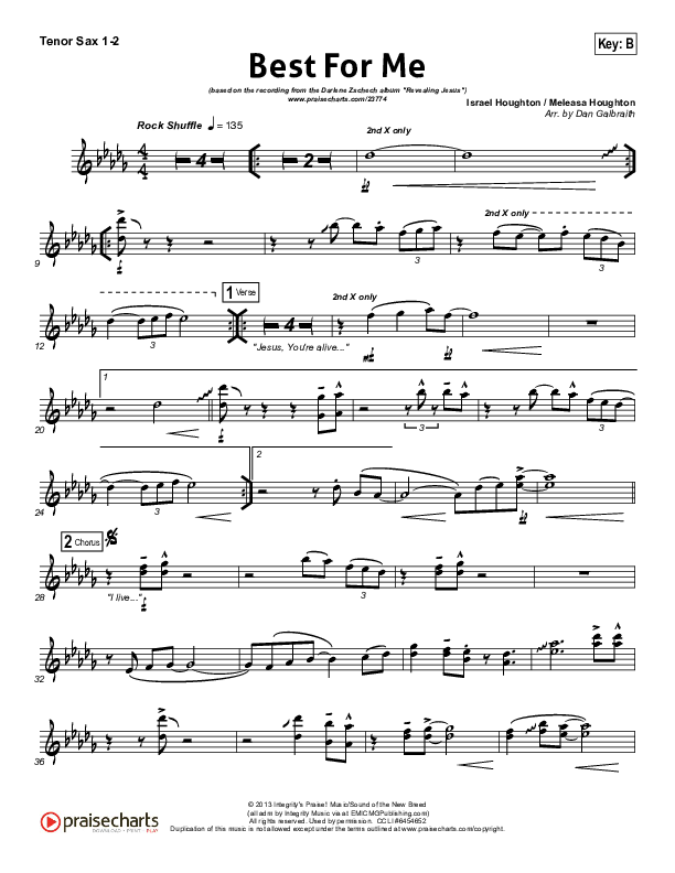 Best For Me Tenor Sax 1/2 (Darlene Zschech)