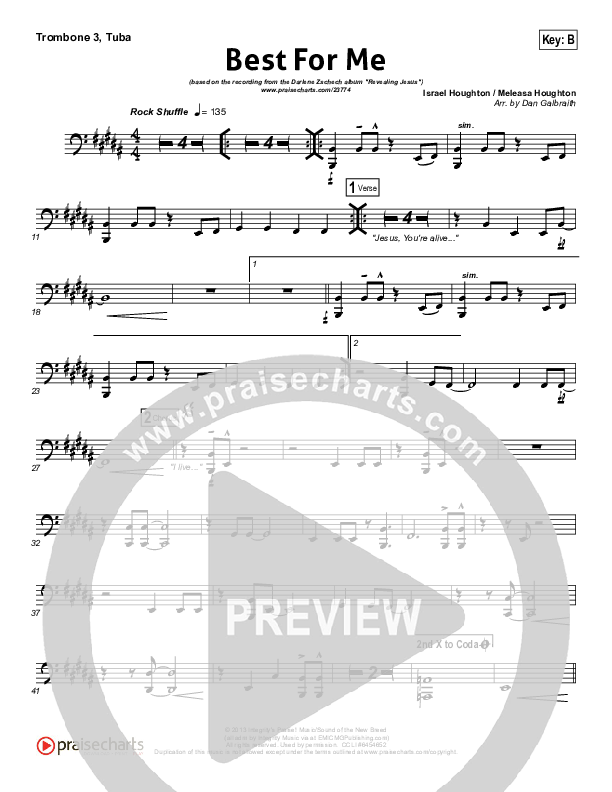 Best For Me Trombone 3/Tuba (Darlene Zschech)