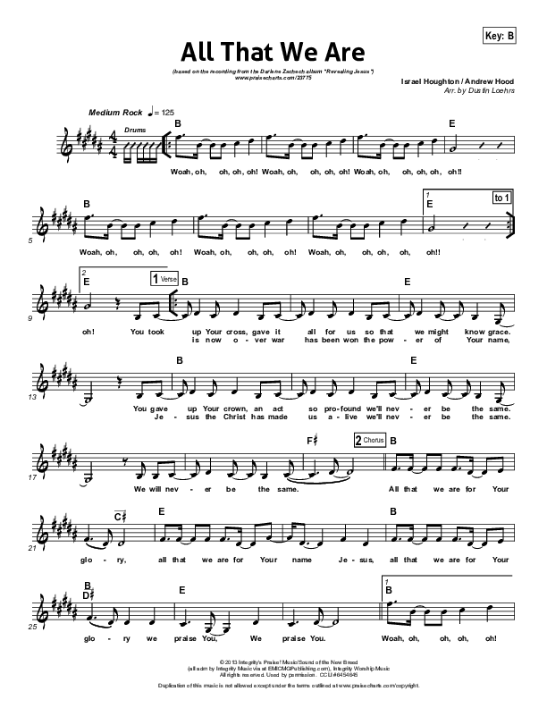 All That We Are Lead Sheet (Darlene Zschech)