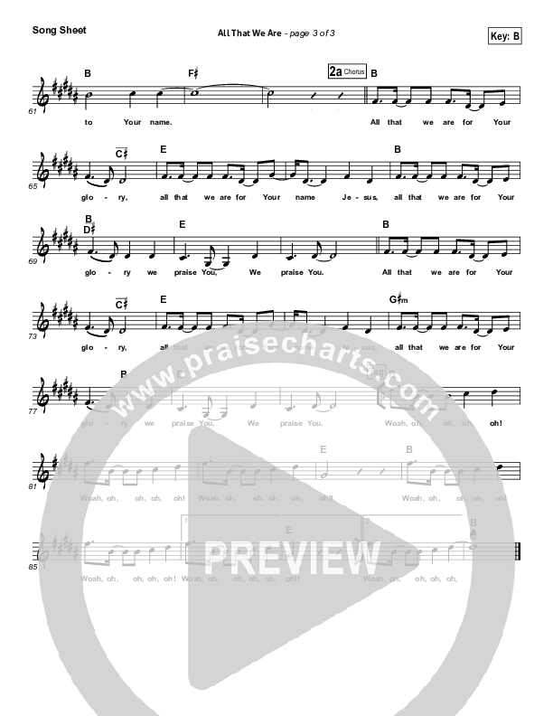 All That We Are Lead Sheet (Darlene Zschech)