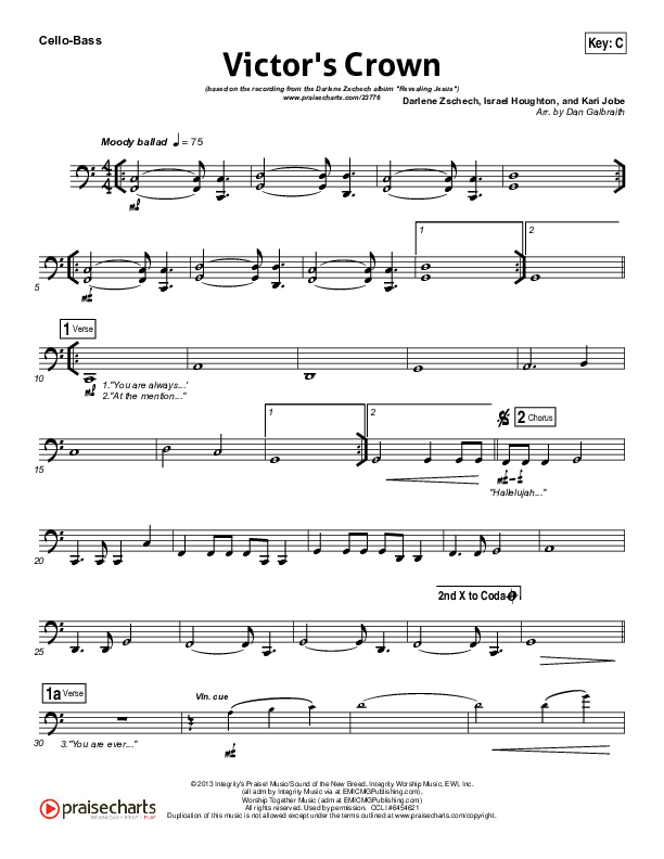 Victor's Crown Cello/Bass (Darlene Zschech)