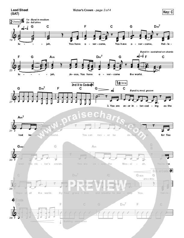 Victor's Crown Lead Sheet (SAT) (Darlene Zschech)