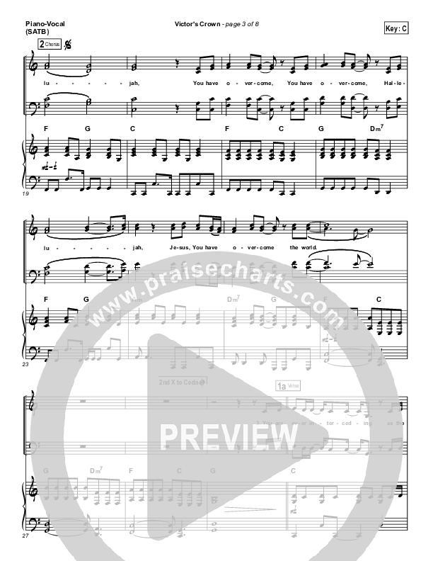 Victor's Crown Piano/Vocal (SATB) (Darlene Zschech)