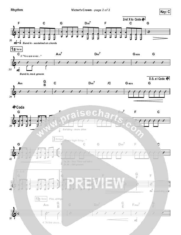 Victor's Crown Rhythm Chart (Darlene Zschech)