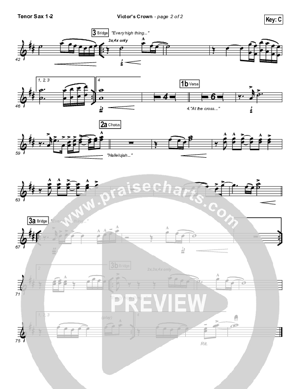 Victor's Crown Tenor Sax 1/2 (Darlene Zschech)