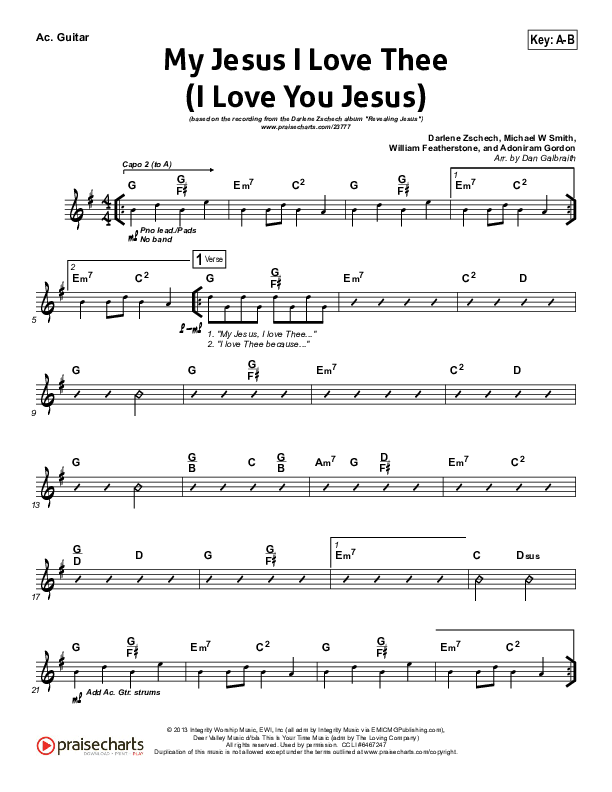 My Jesus I Love Thee (I Love You Jesus) Acoustic Guitar (Darlene Zschech)