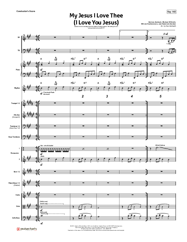My Jesus I Love Thee (I Love You Jesus) Conductor's Score (Darlene Zschech)