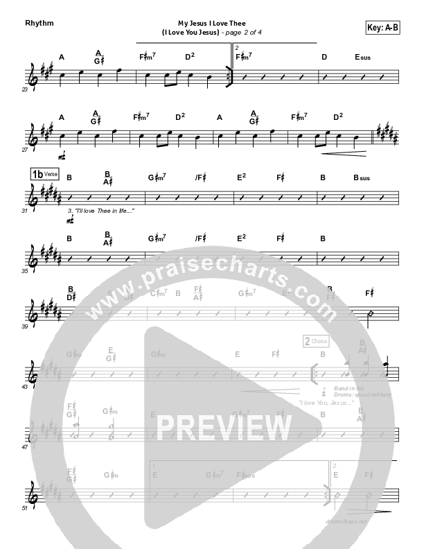 My Jesus I Love Thee (I Love You Jesus) Rhythm Chart (Darlene Zschech)