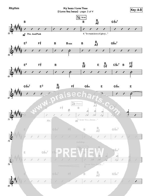 My Jesus I Love Thee (I Love You Jesus) Rhythm Chart (Darlene Zschech)