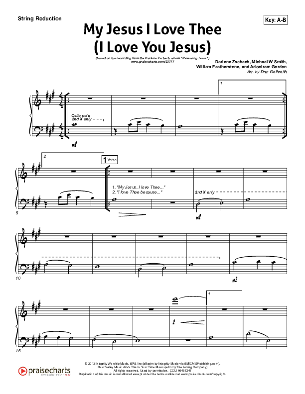 My Jesus I Love Thee (I Love You Jesus) String Pack (Darlene Zschech)