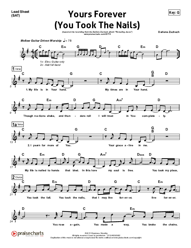 Yours Forever (You Took The Nails) Lead (SAT) (Darlene Zschech / Kari Jobe)