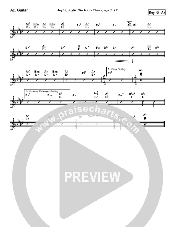 Joyful Joyful We Adore Thee Acoustic Guitar (PraiseCharts / Traditional Hymn)