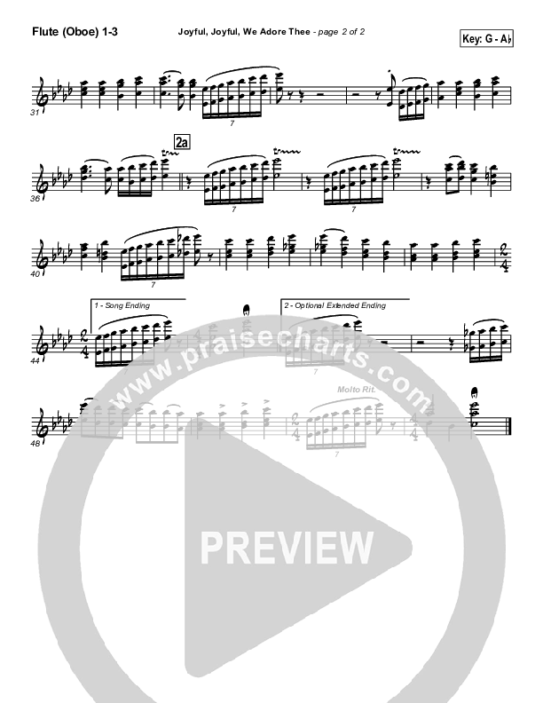 Joyful Joyful We Adore Thee Flute/Oboe 1/2/3 (PraiseCharts / Traditional Hymn)