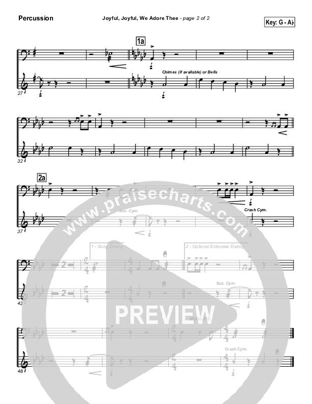 Joyful Joyful We Adore Thee Percussion (PraiseCharts / Traditional Hymn)