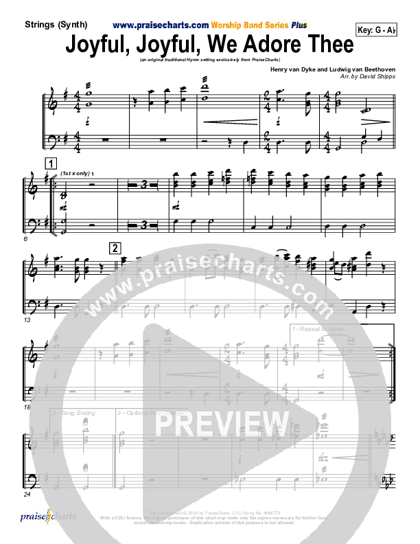 Joyful Joyful We Adore Thee Synth Strings (PraiseCharts / Traditional Hymn)