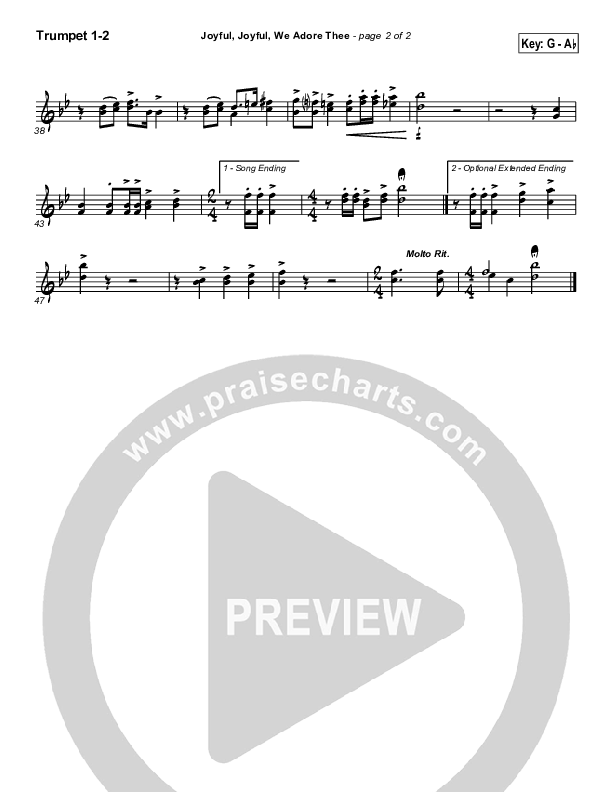 Joyful Joyful We Adore Thee Trumpet 1,2 (PraiseCharts / Traditional Hymn)