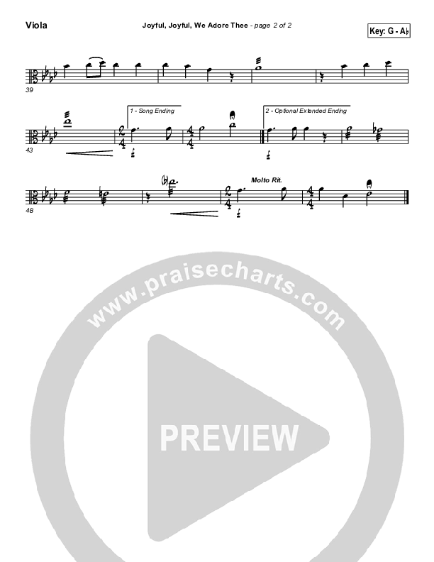 Joyful Joyful We Adore Thee Viola (PraiseCharts / Traditional Hymn)