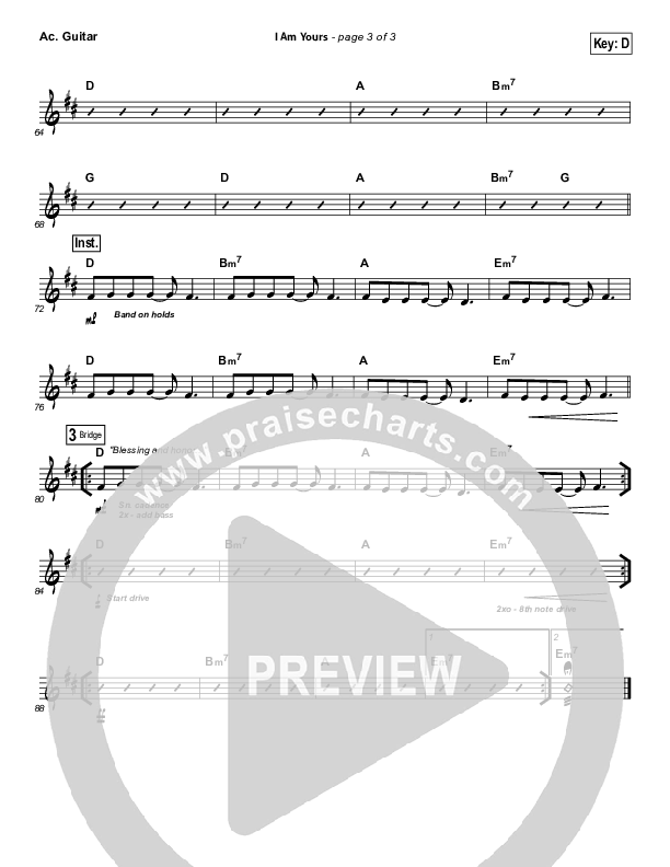 I Am Yours Acoustic Guitar (Darlene Zschech / Michael W. Smith)