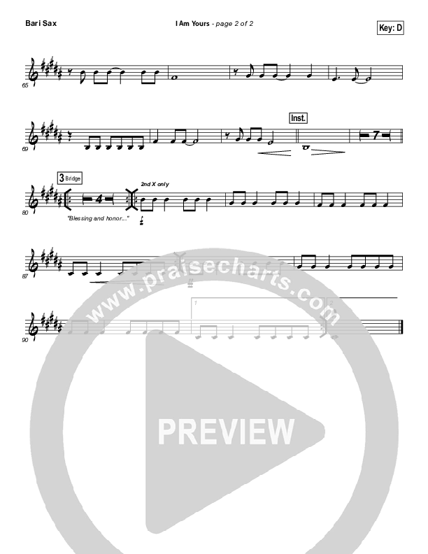 I Am Yours Bari Sax (Darlene Zschech / Michael W. Smith)