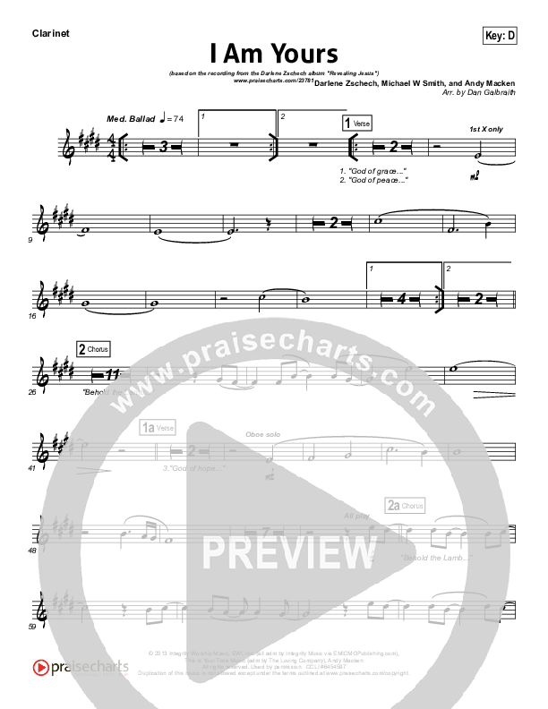 I Am Yours Wind Pack (Darlene Zschech / Michael W. Smith)