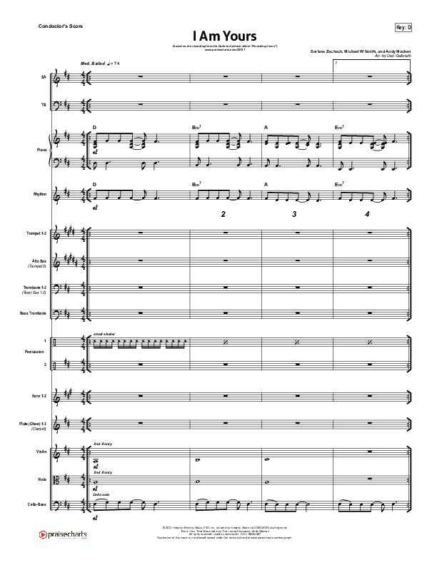 I Am Yours Conductor's Score (Darlene Zschech / Michael W. Smith)