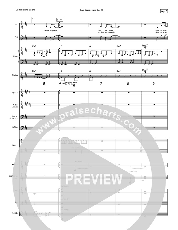 I Am Yours Conductor's Score (Darlene Zschech / Michael W. Smith)