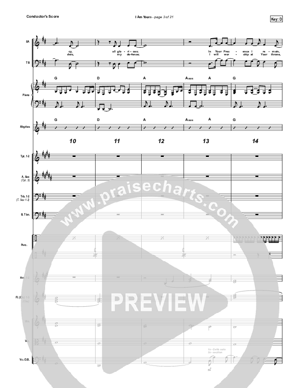 I Am Yours Conductor's Score (Darlene Zschech / Michael W. Smith)