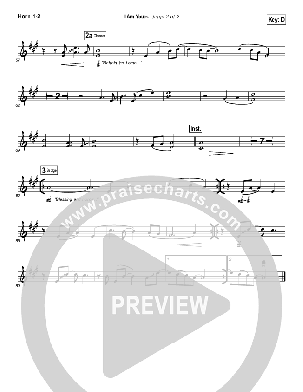 I Am Yours Brass Pack (Darlene Zschech / Michael W. Smith)