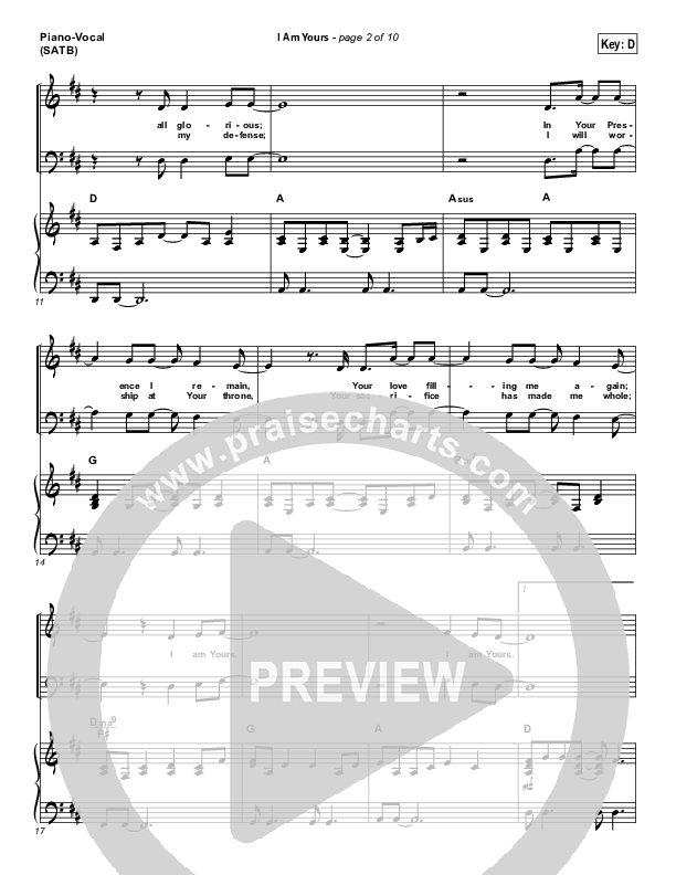 I Am Yours Piano/Vocal (Darlene Zschech / Michael W. Smith)