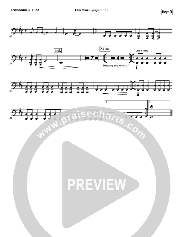 I Am Yours Trombone 3/Tuba (Darlene Zschech / Michael W. Smith)