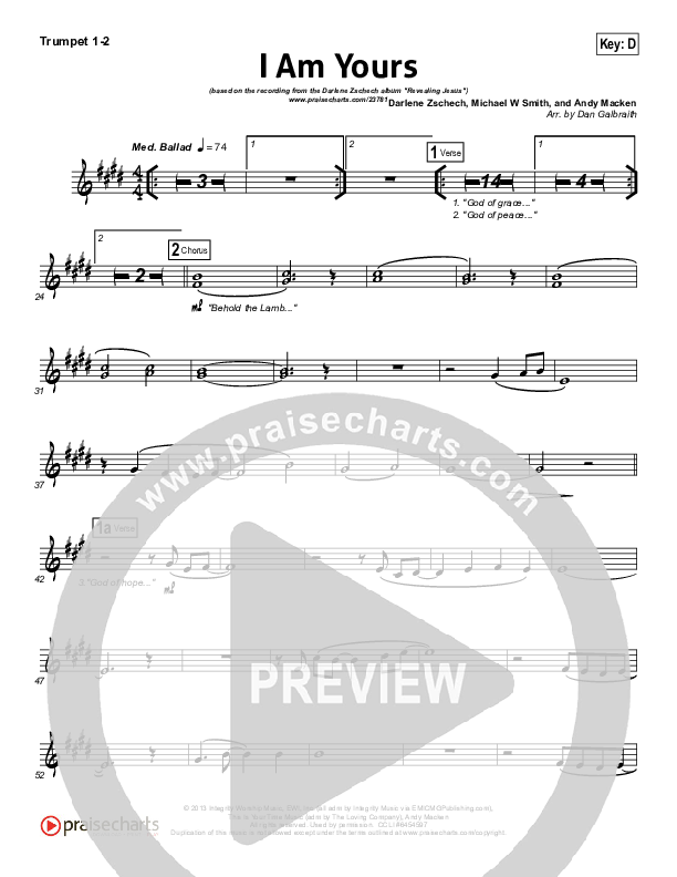 I Am Yours Brass Pack (Darlene Zschech / Michael W. Smith)