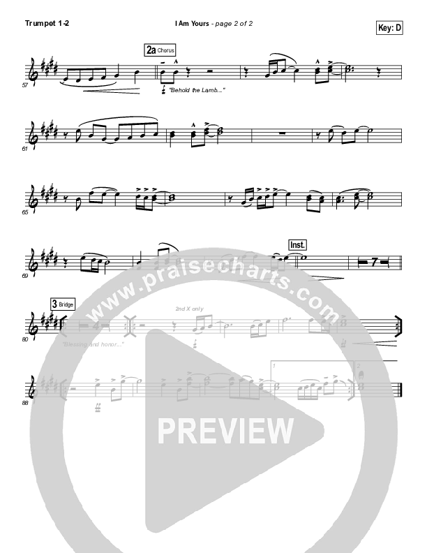 I Am Yours Trumpet 1,2 (Darlene Zschech / Michael W. Smith)