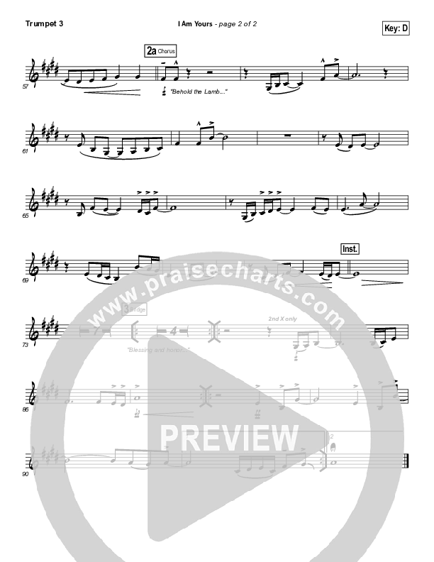 I Am Yours Trumpet 3 (Darlene Zschech / Michael W. Smith)