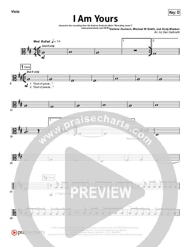 I Am Yours Viola (Darlene Zschech / Michael W. Smith)
