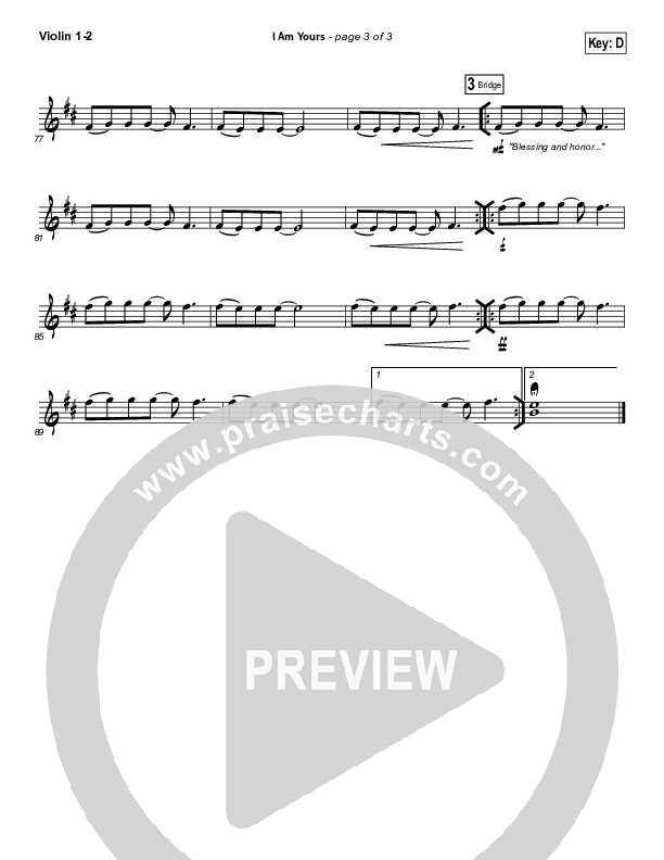 I Am Yours Violin 1/2 (Darlene Zschech / Michael W. Smith)