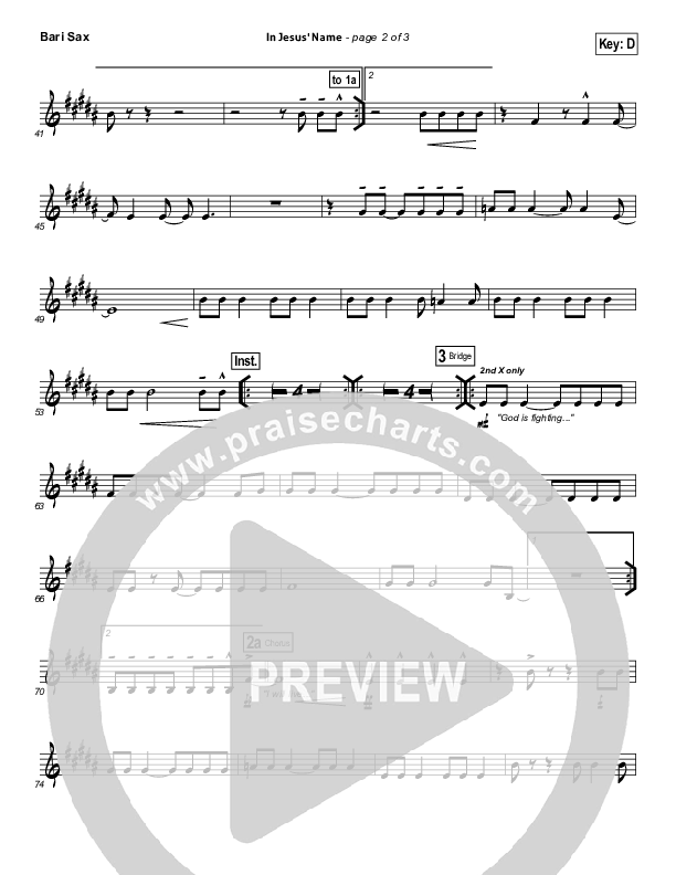 In Jesus' Name Bari Sax (Darlene Zschech)