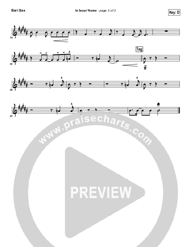 In Jesus' Name Bari Sax (Darlene Zschech)