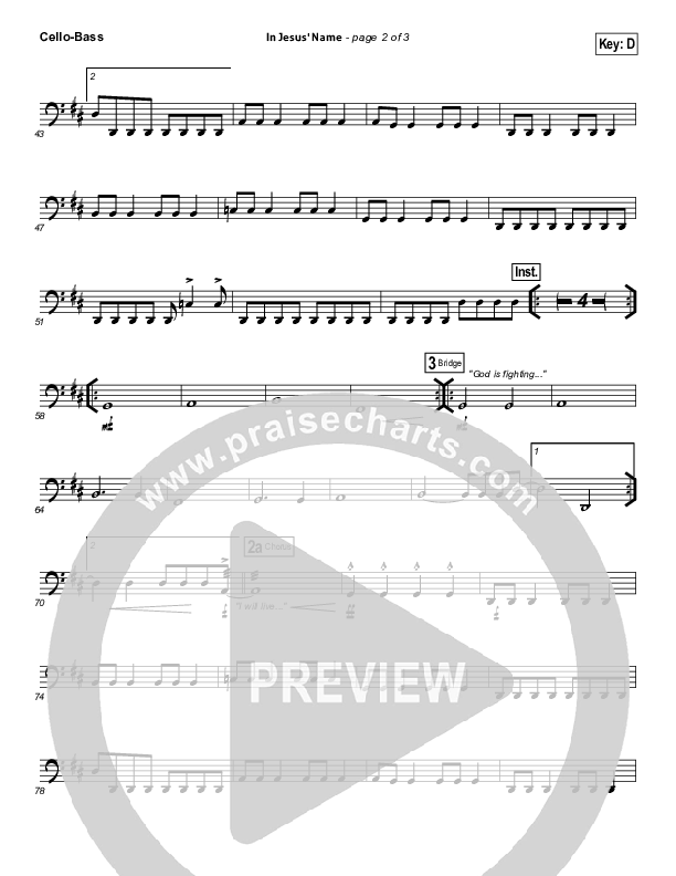 In Jesus' Name Cello/Bass (Darlene Zschech)