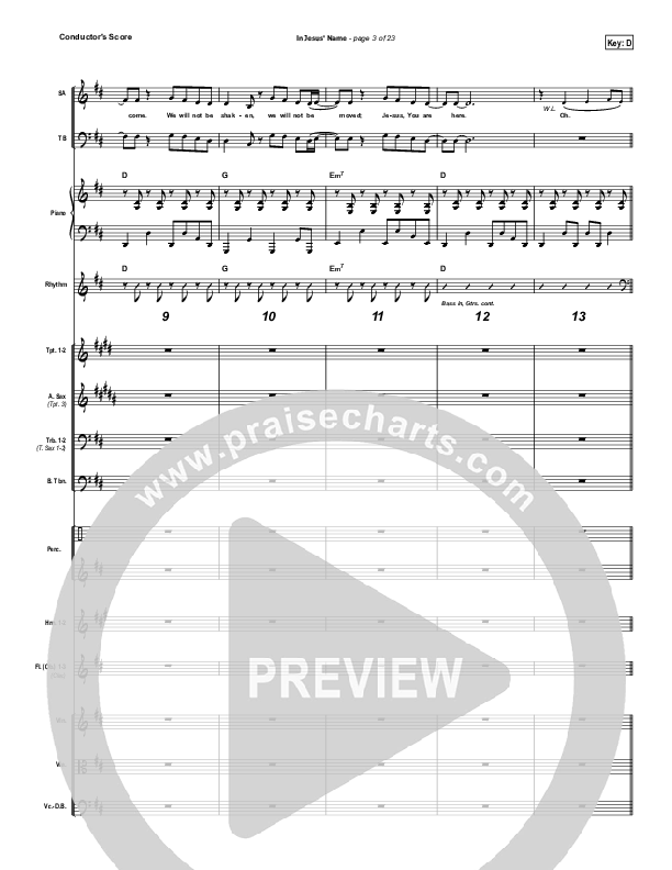 In Jesus' Name Conductor's Score (Darlene Zschech)