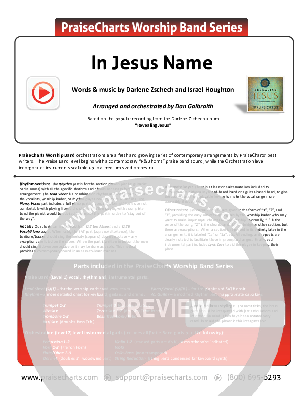 In Jesus' Name Cover Sheet (Darlene Zschech)