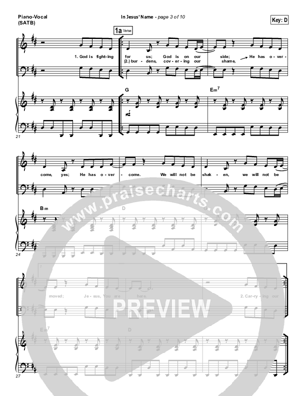 In Jesus' Name Piano/Vocal (SATB) (Darlene Zschech)