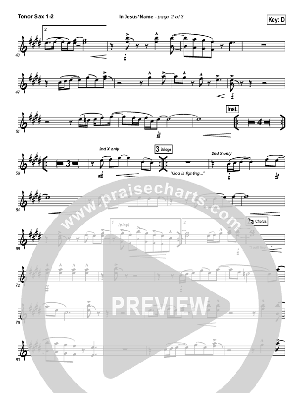 In Jesus' Name Tenor Sax 1/2 (Darlene Zschech)
