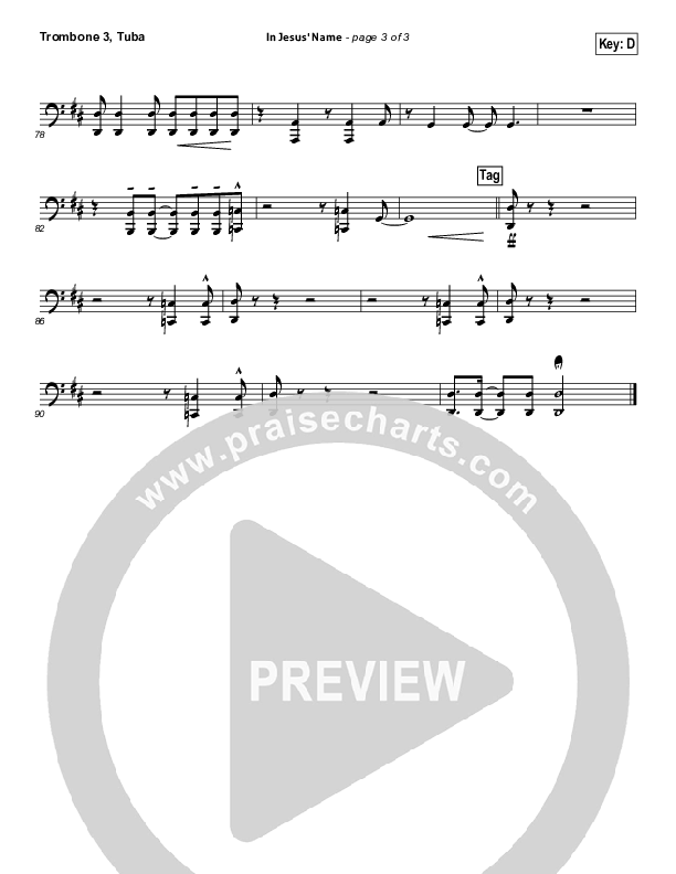 In Jesus' Name Trombone 3/Tuba (Darlene Zschech)