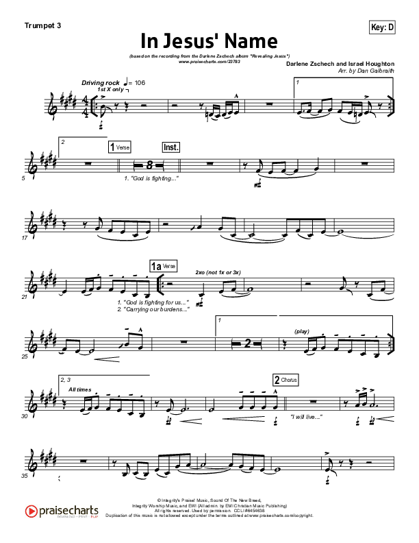 In Jesus' Name Trumpet 3 (Darlene Zschech)