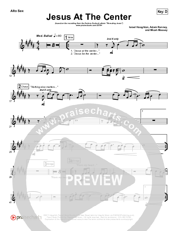 Jesus At The Center Alto Sax (Darlene Zschech)