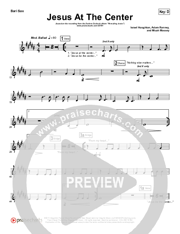 Jesus At The Center Bari Sax (Darlene Zschech)